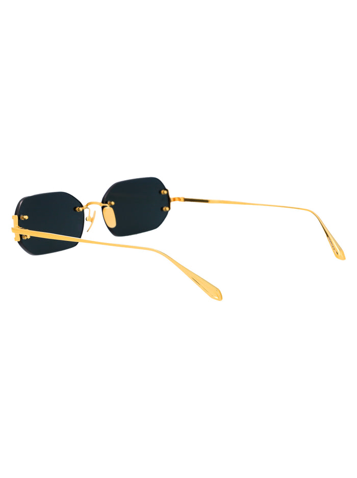 Lfl1477c1sun C1 Yellowgold/deepgreen Titanium Sunglasses