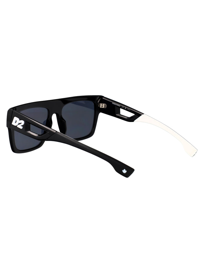 D2 0127-S 80s Black White Acetate Sunglasses