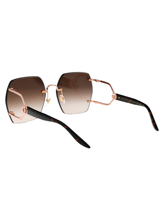 Gg1562s 002 Gold Havana Brown Metal Sunglasses