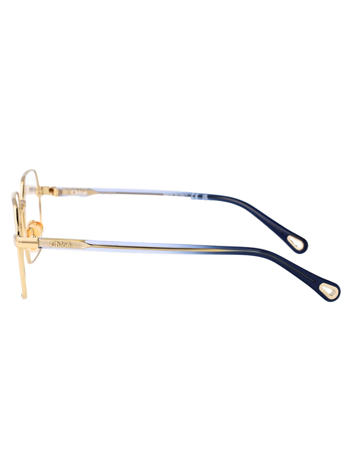 Ch0268o Gold-blue-transparent Acetate Optical