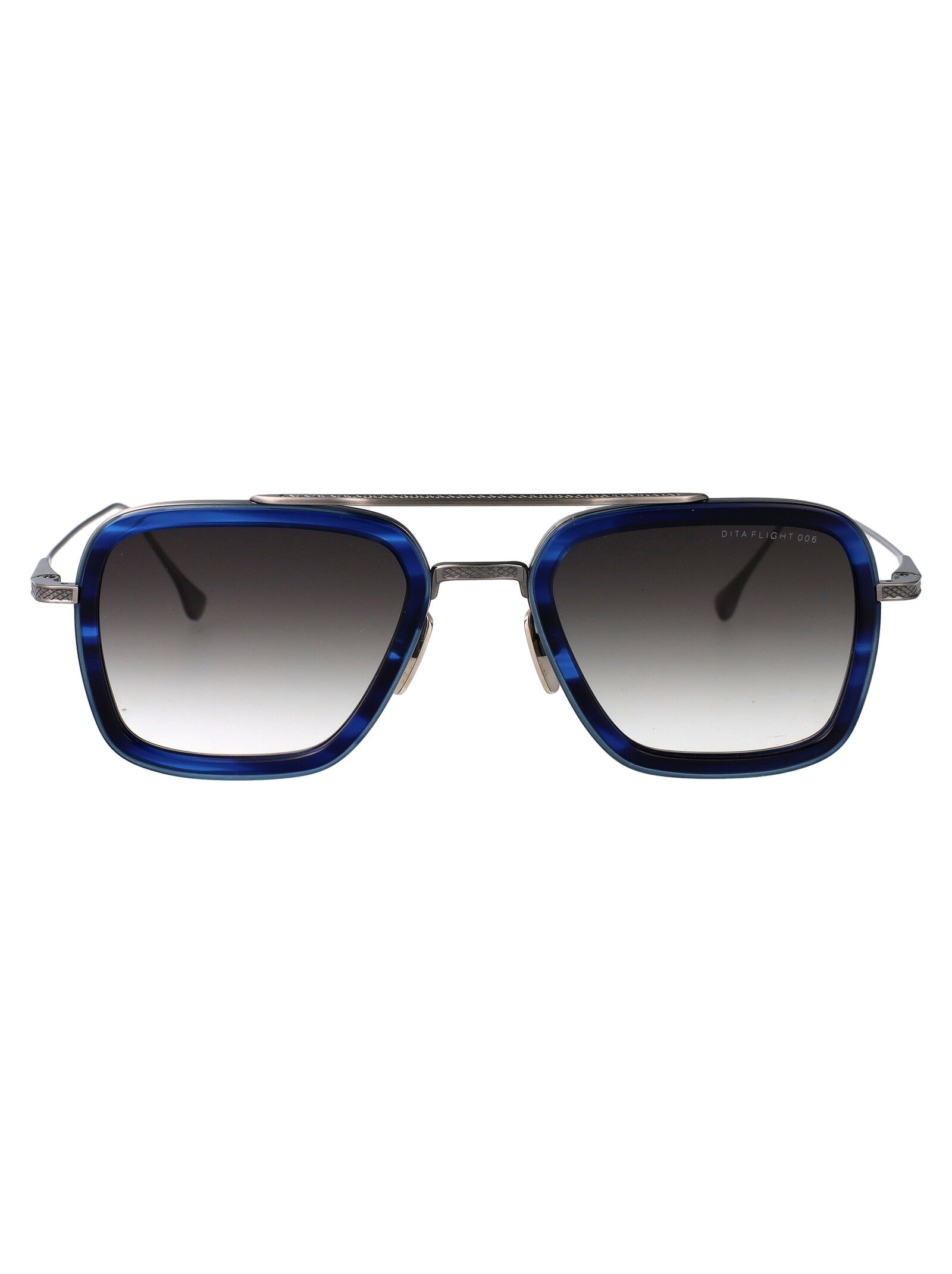 Flight.006 Blue Swirl - Antique Silver Titanium Sunglasses