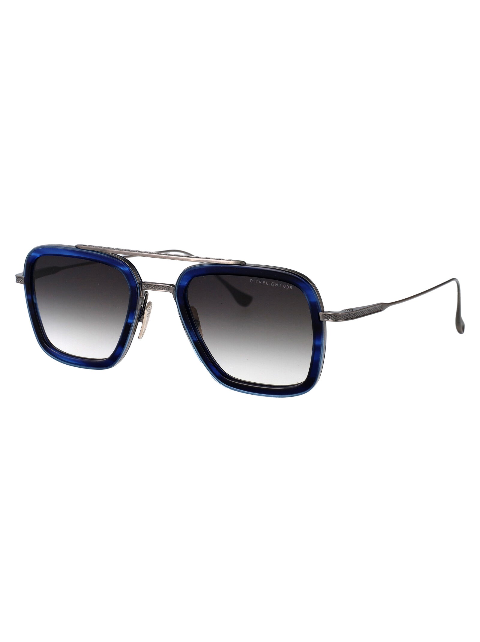 Flight.006 Blue Swirl - Antique Silver Titanium Sunglasses