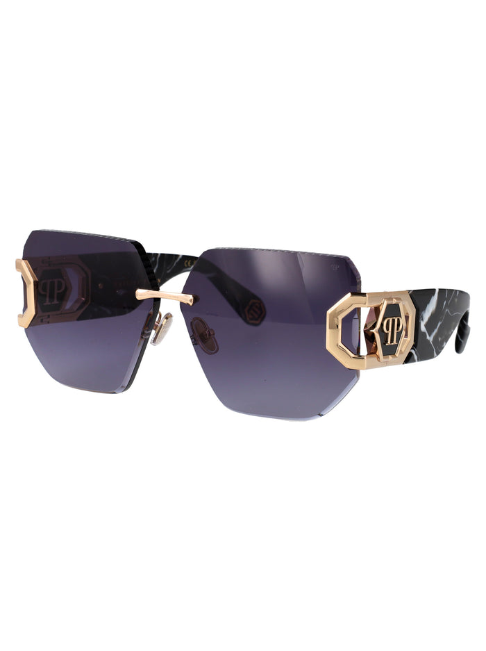 Spp133 0300 Rose Gold Blue Acetate + Metal Sunglasses