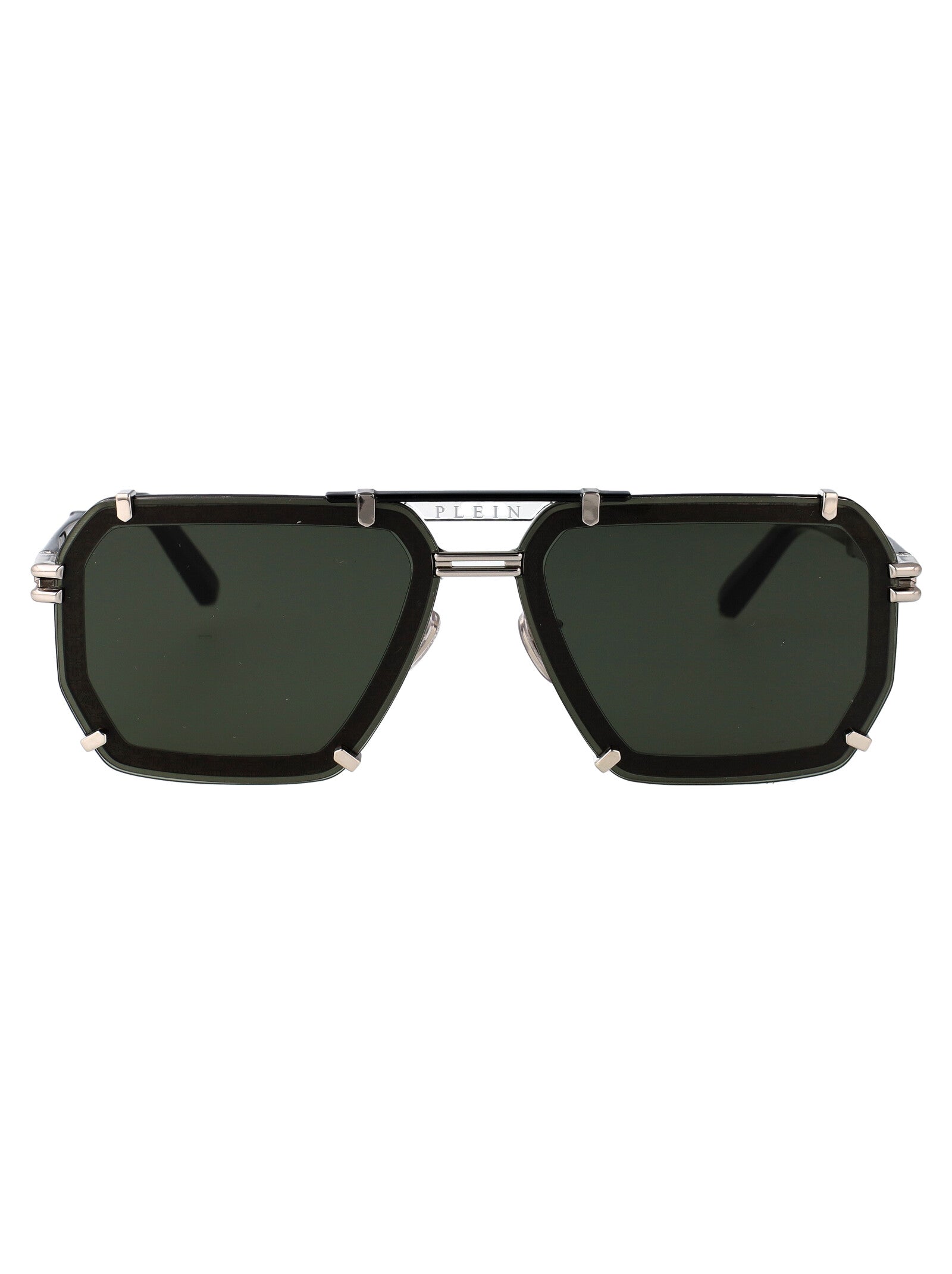 Spp131 583x Silver Green Metal Sunglasses