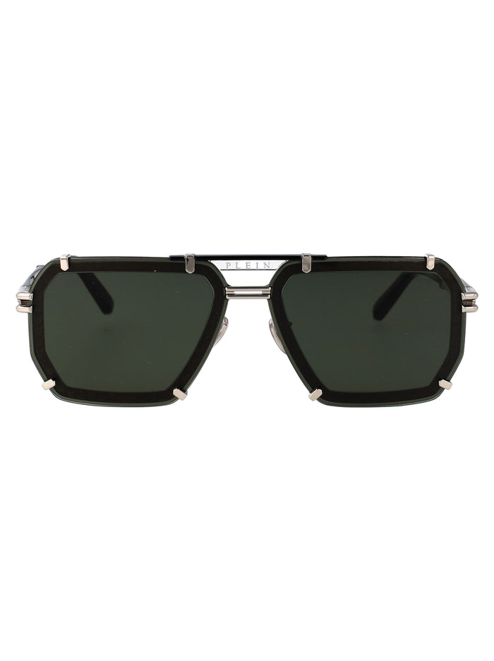 Spp131 583x Silver Green Metal Sunglasses