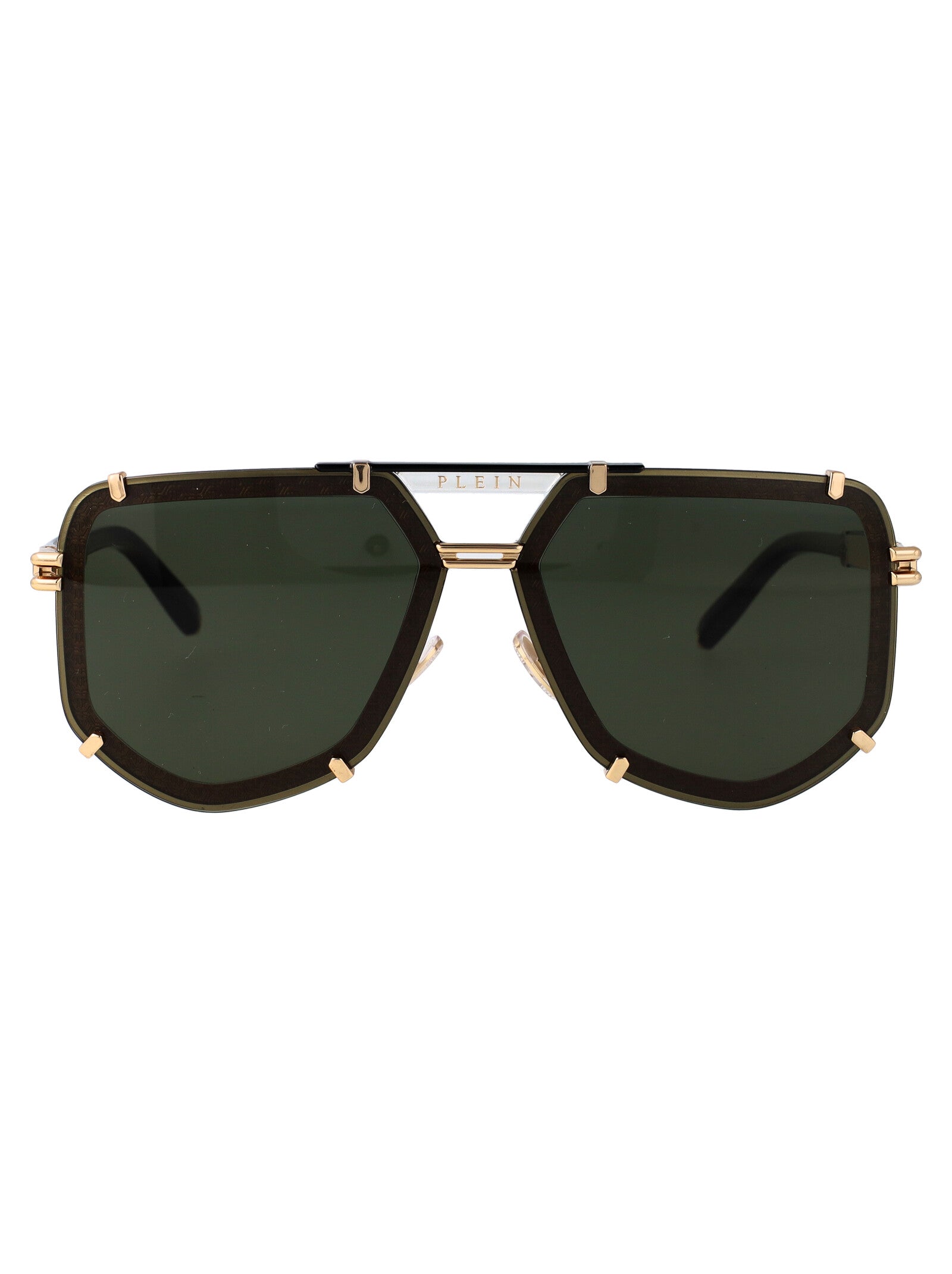 Spp132 301y Gold Green Metal Sunglasses