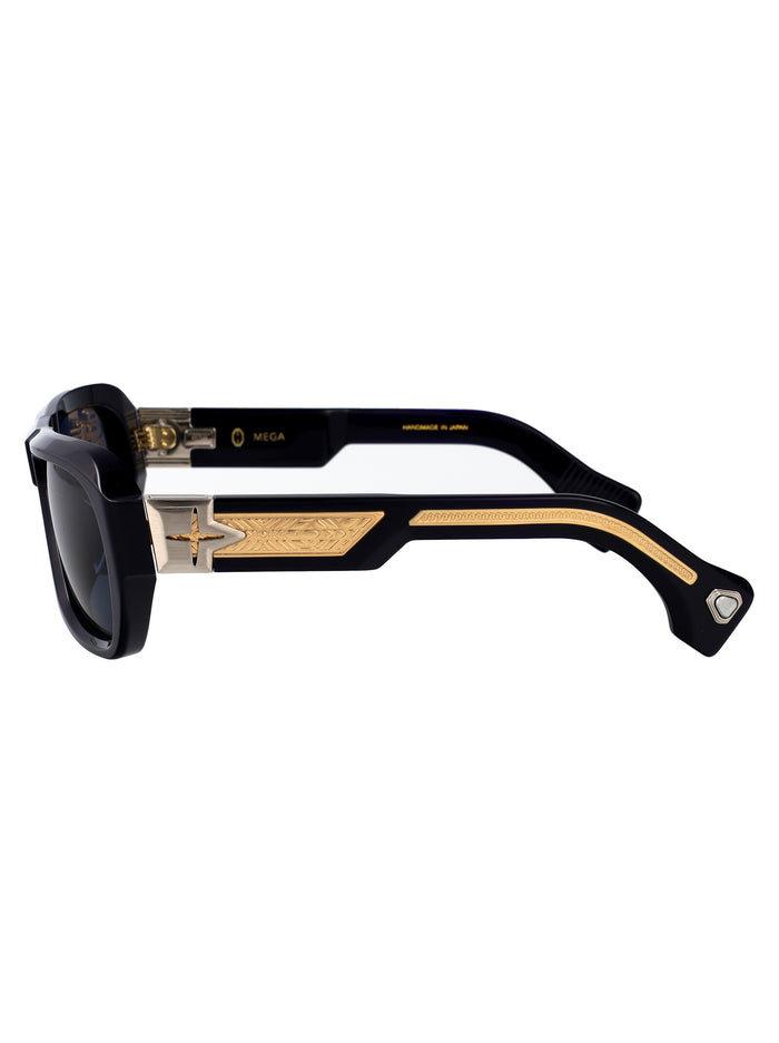 Mega Blue Cellulose + Titanium Gold Sunglasses