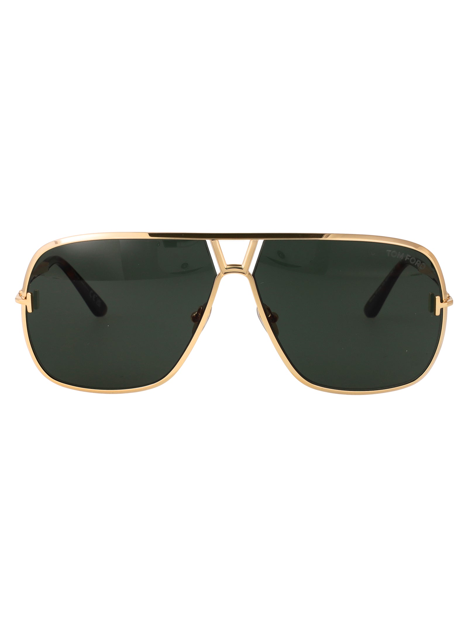 Ft1204 30n Oro Carico Lucido / Verde Metal Sunglasses