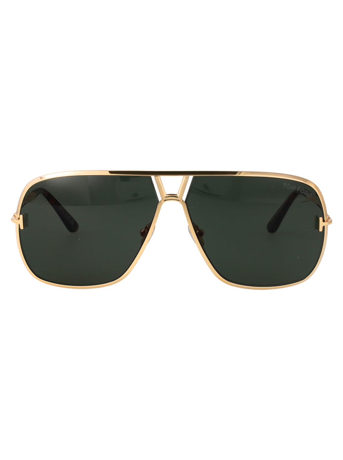 Ft1204 30n Oro Carico Lucido / Verde Metal Sunglasses