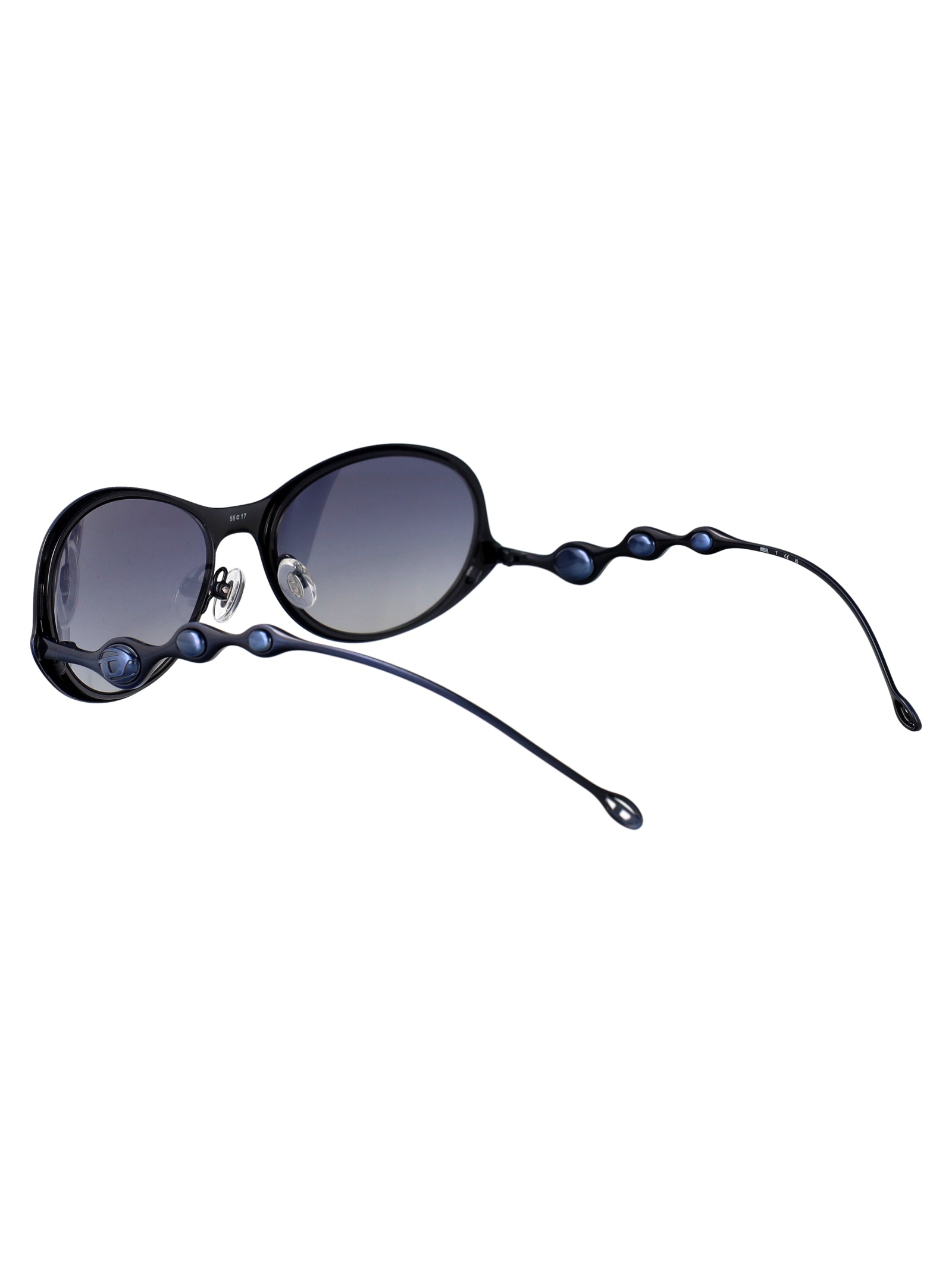 0dl1014 102414 Shiny Brushed Antique Blue Metal Sunglasses