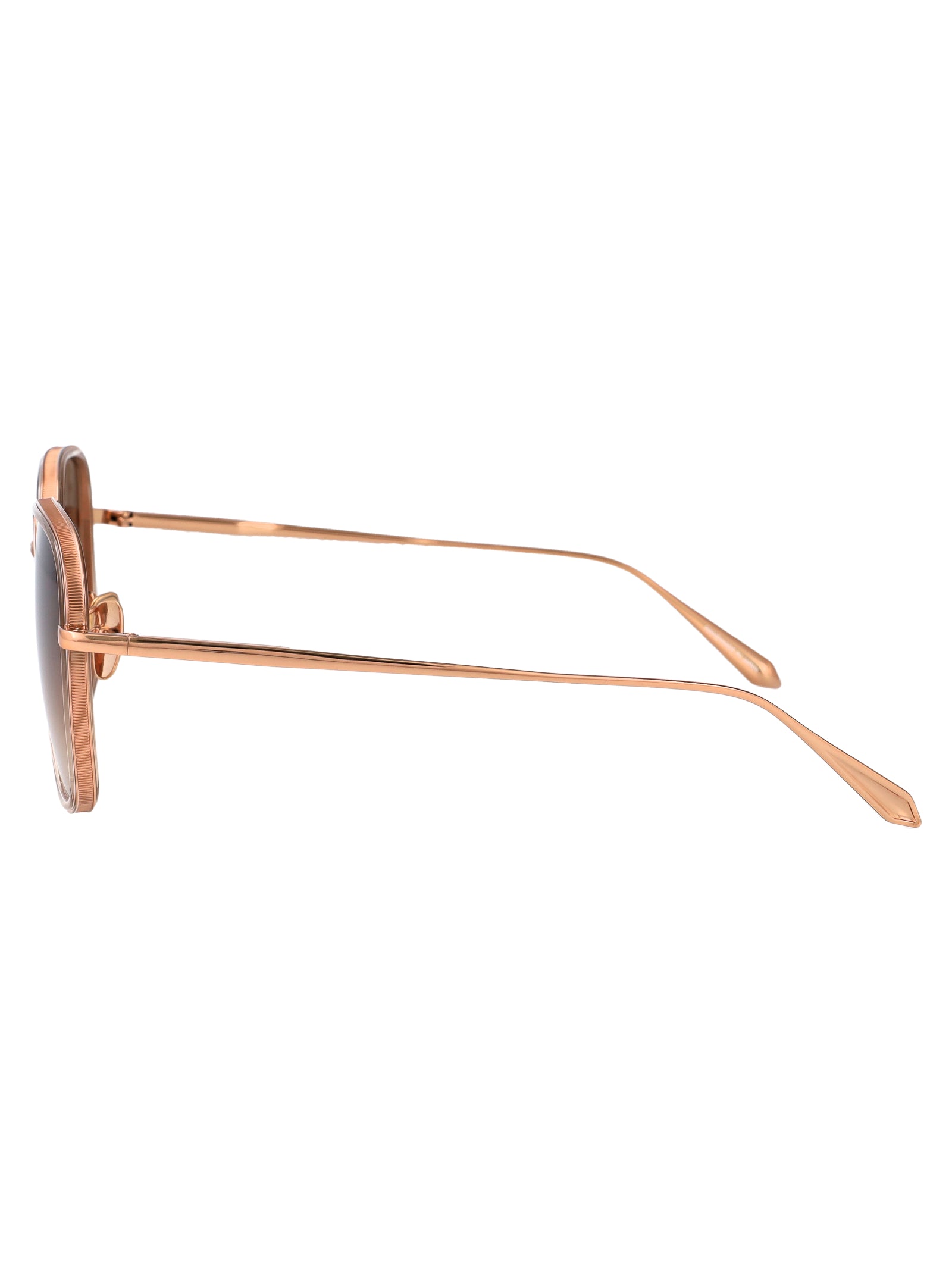Alicia Ash/ Rose Gold/ Mocha Grad Acetate + Metal Sunglasses