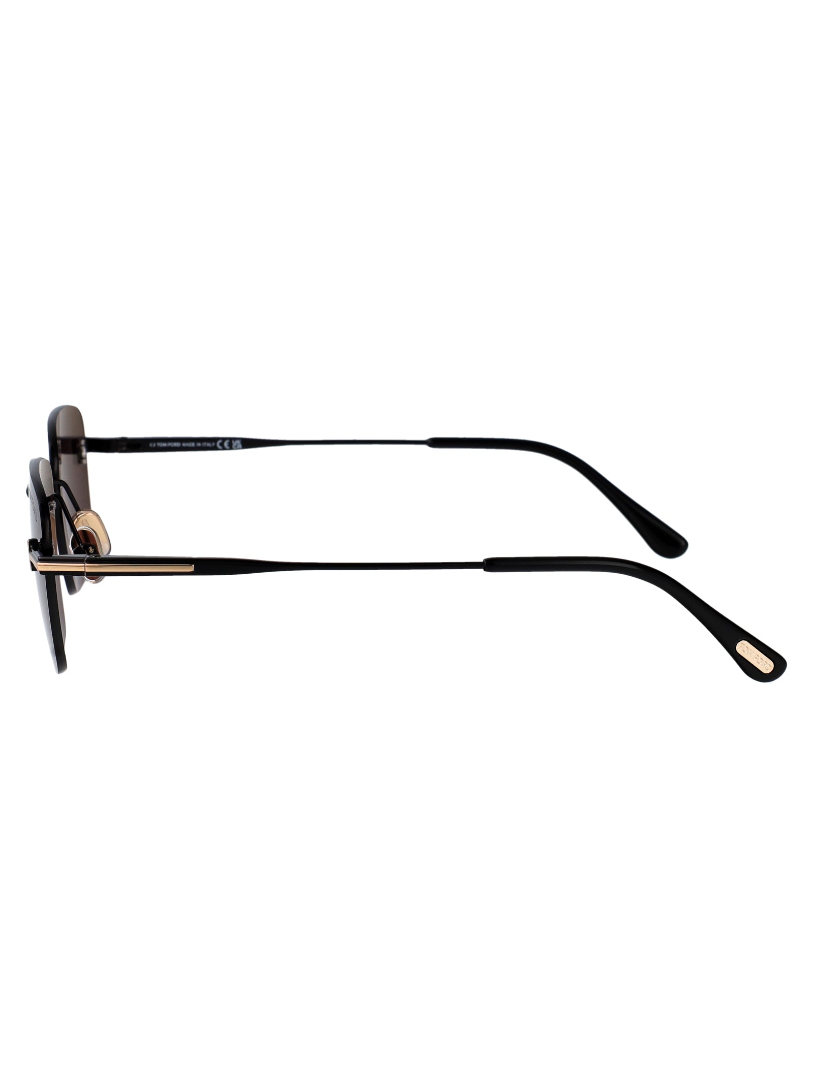 Ft1354 01a Nero Lucido / Fumo Metal Sunglasses