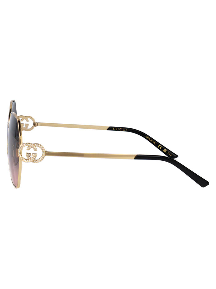 Gg2046s 002 Gold-gold-grey Metal Sunglasses