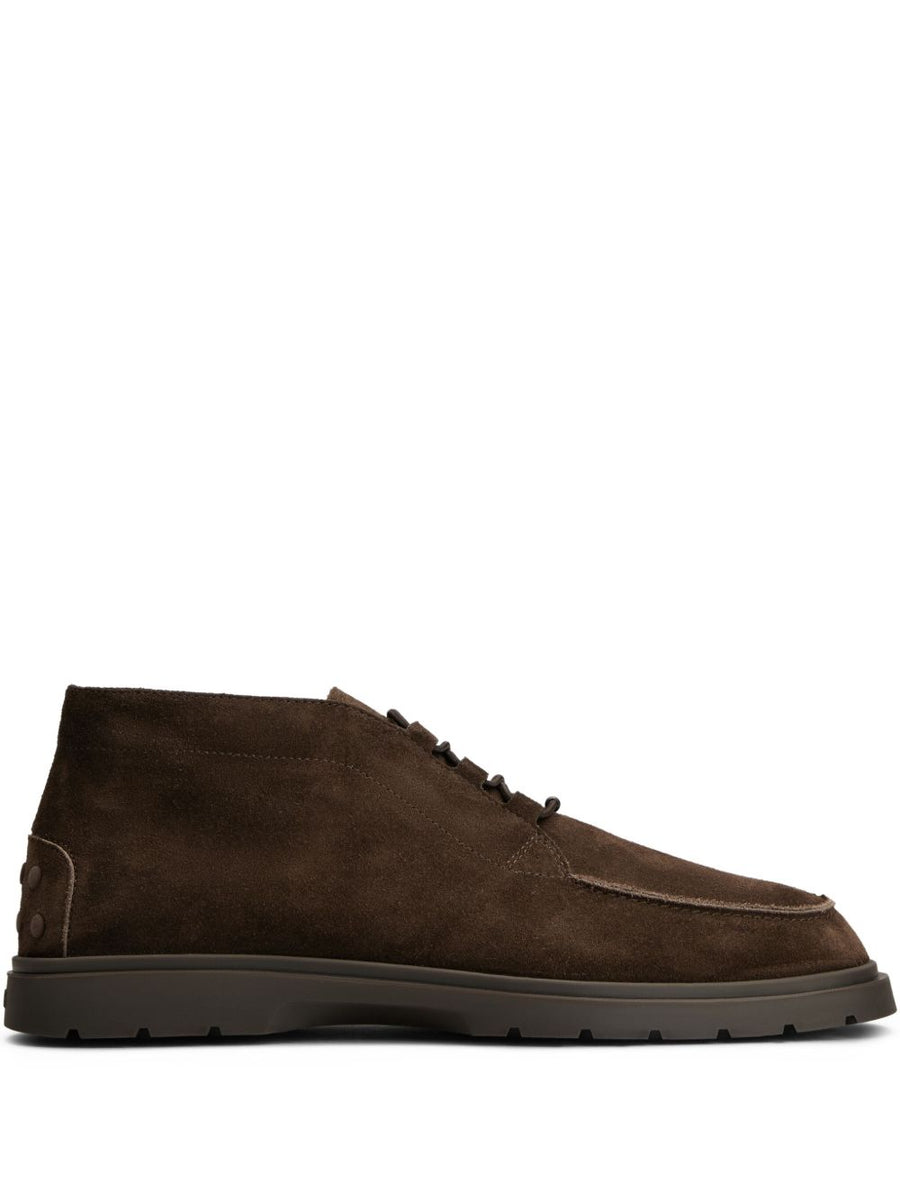 Tod'S Suede Lace-Up Boot — Brown