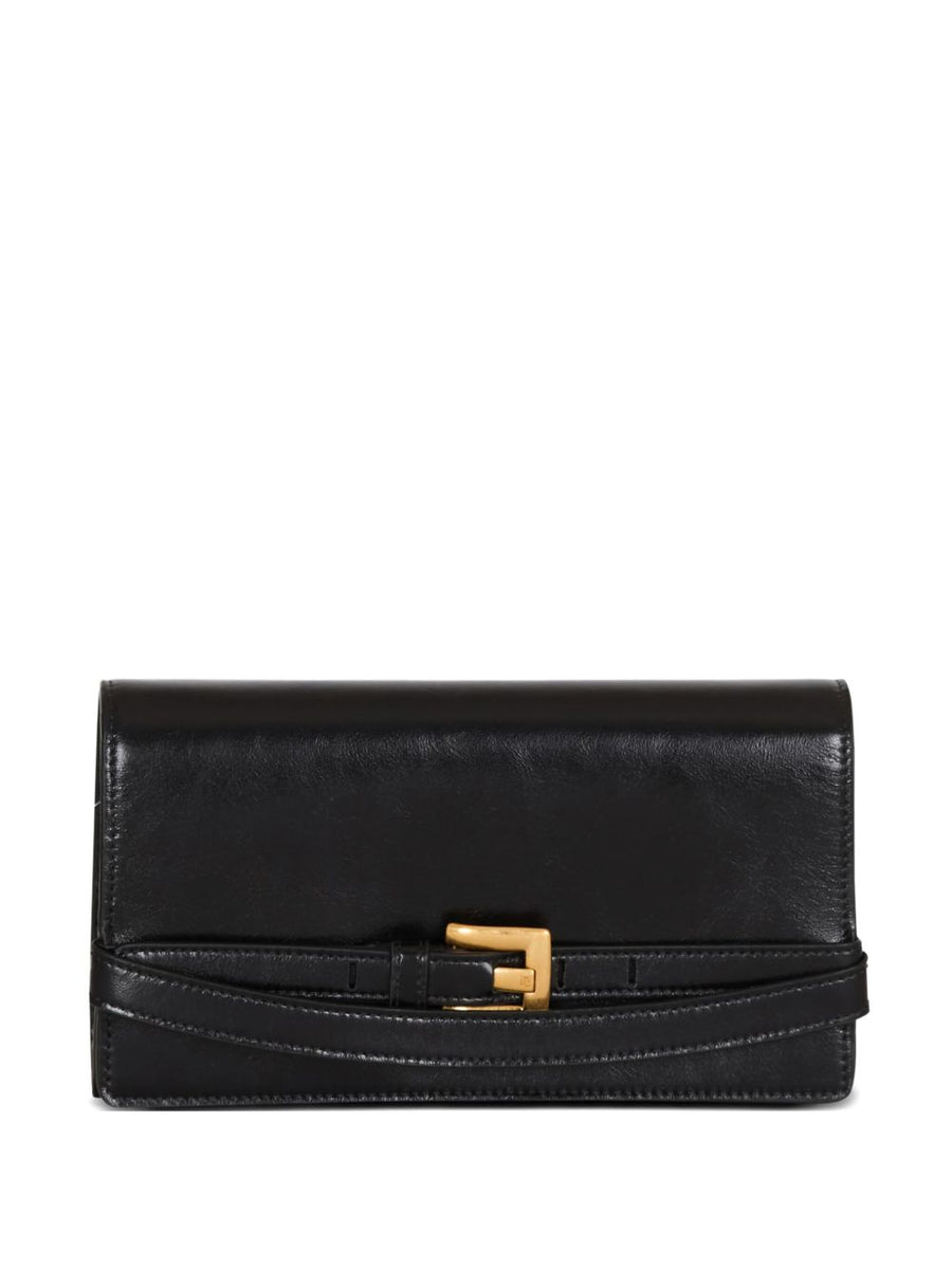Balmain Gold-Tone Hardware Calfskin Wallet — Black