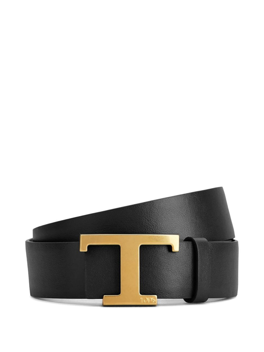 Tod'S Logo-Buckle Leather Belt — Black