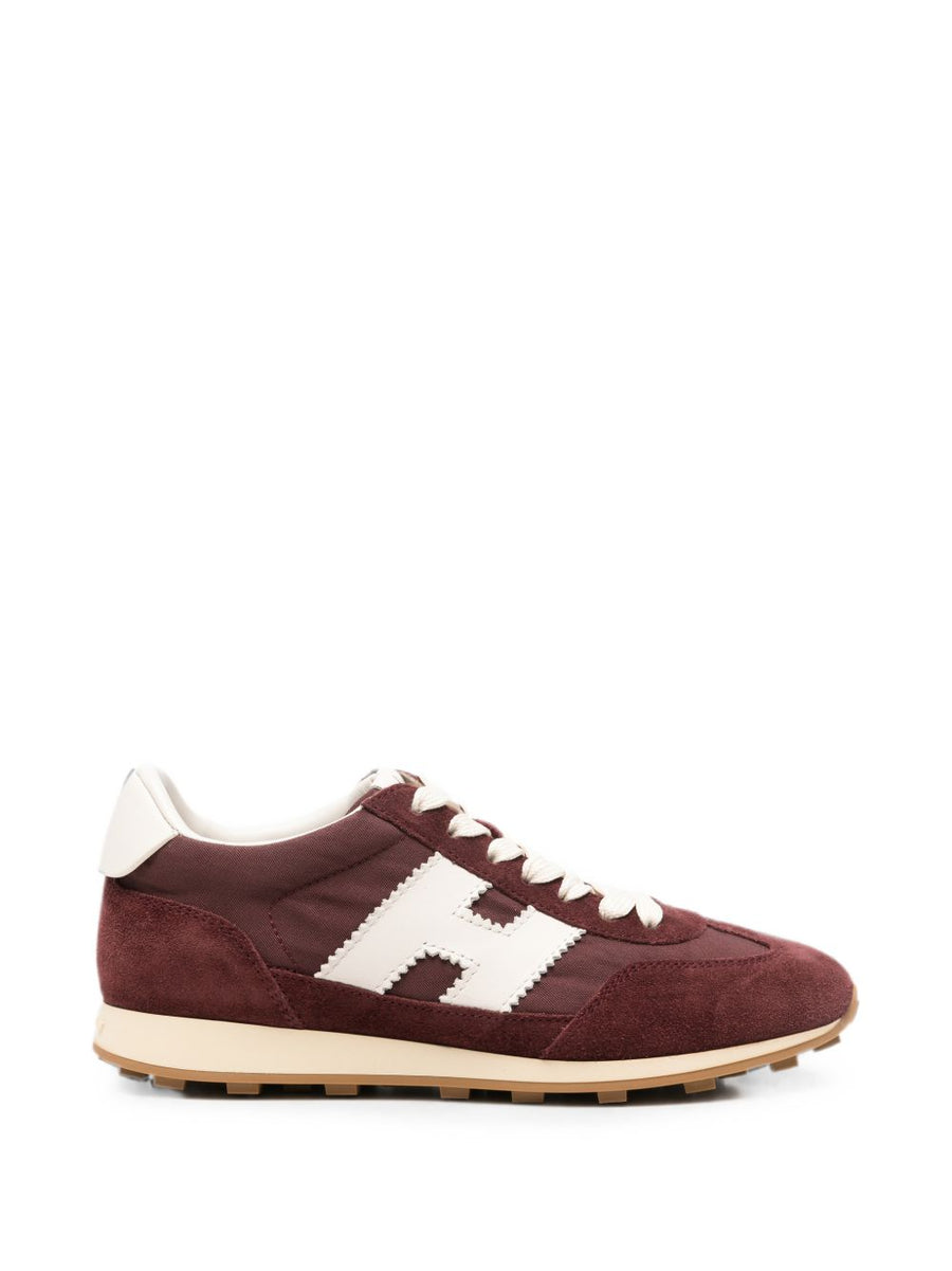 Hogan Suede and Nylon Color-Block Sneaker — Burgundy