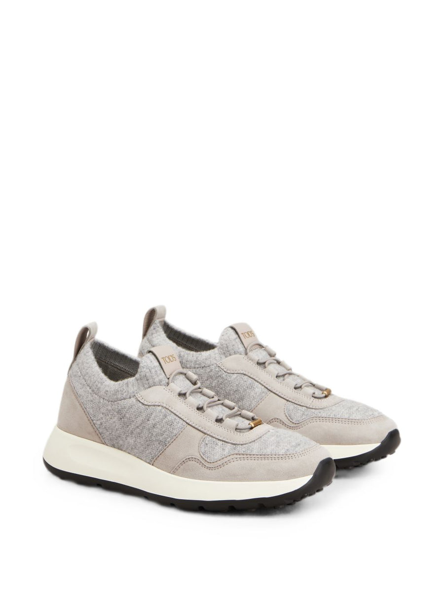 Tod'S Knit and Suede Sneaker — grey