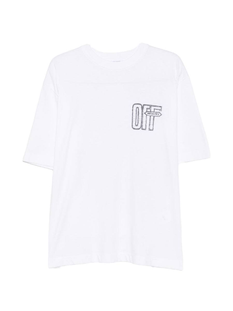 Off White Logo-Print Jersey T-Shirt — White