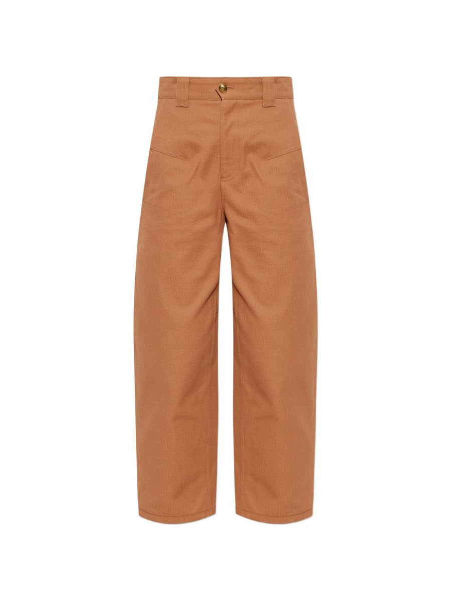 Chloé Cotton Barrel Trousers — Camel