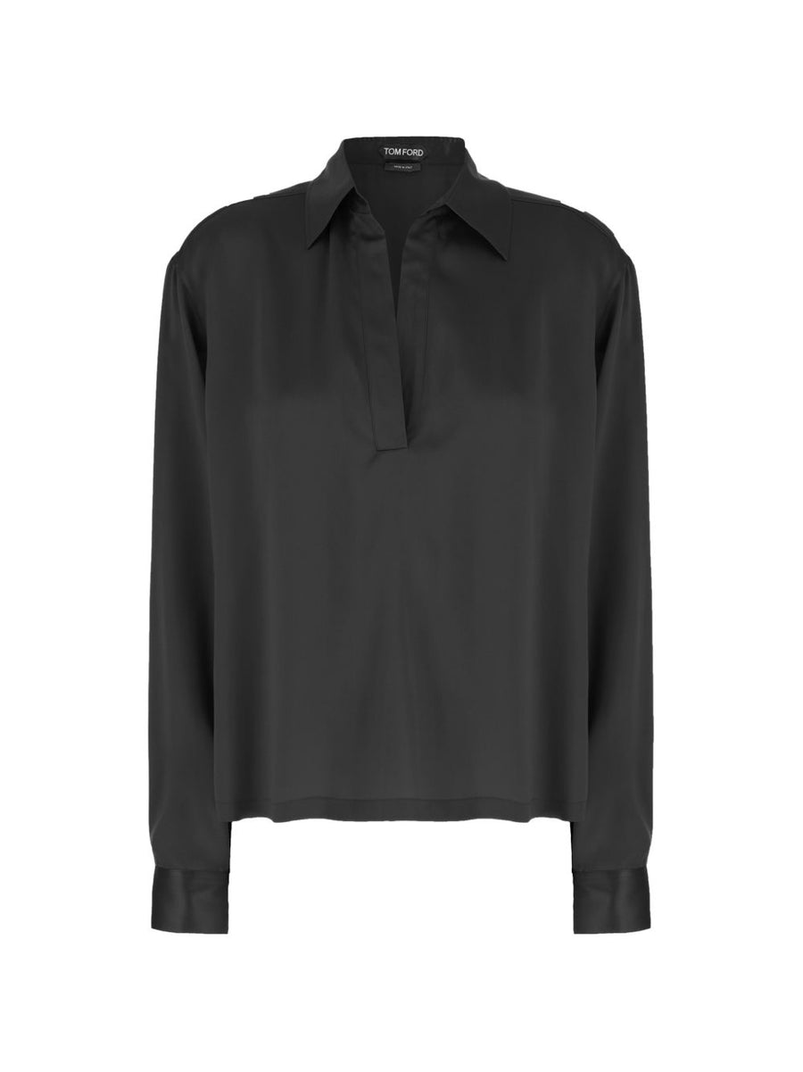Tom Ford Silk Satin Shirt — Black
