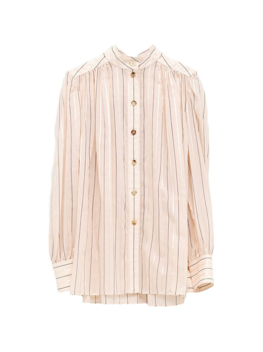 Chloé Striped Silk Poplin Blouse — Powder