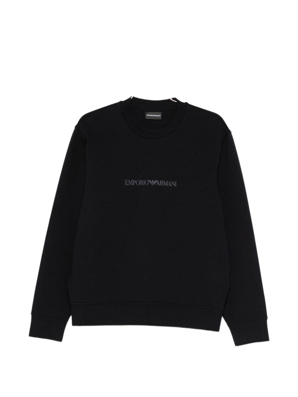 Emporio Armani Logo-Embroidered Sweatshirt — Black