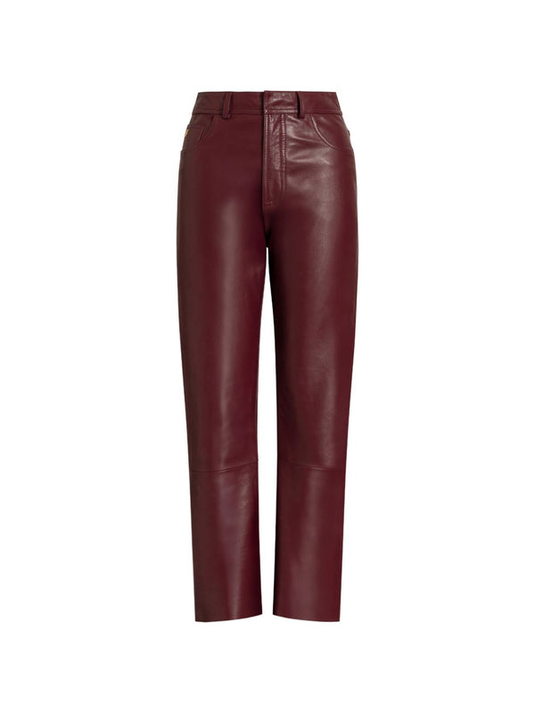 032C Faux Leather Trousers — Burgundy