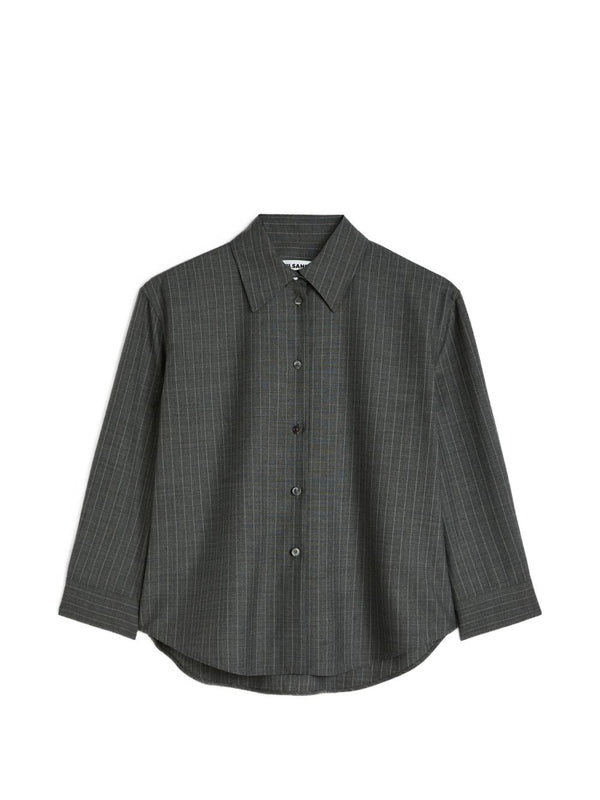 Jil Sander Pinstripe Wool Shirt — Grey