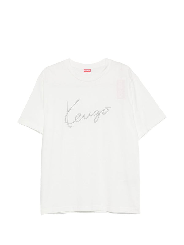 Kenzo Logo-Embroidered Cotton T-Shirt — White