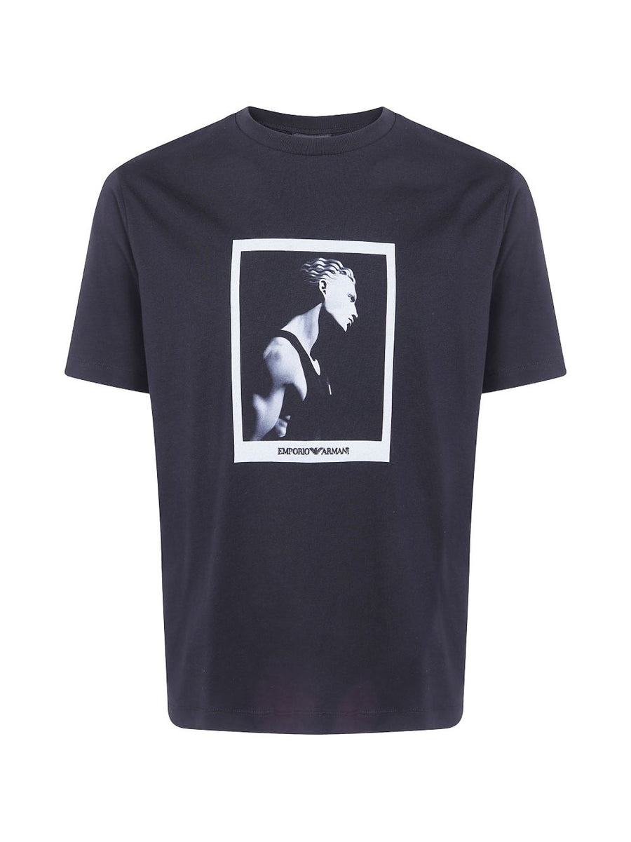 Emporio Armani Graphic-Print Cotton T-shirt — Black