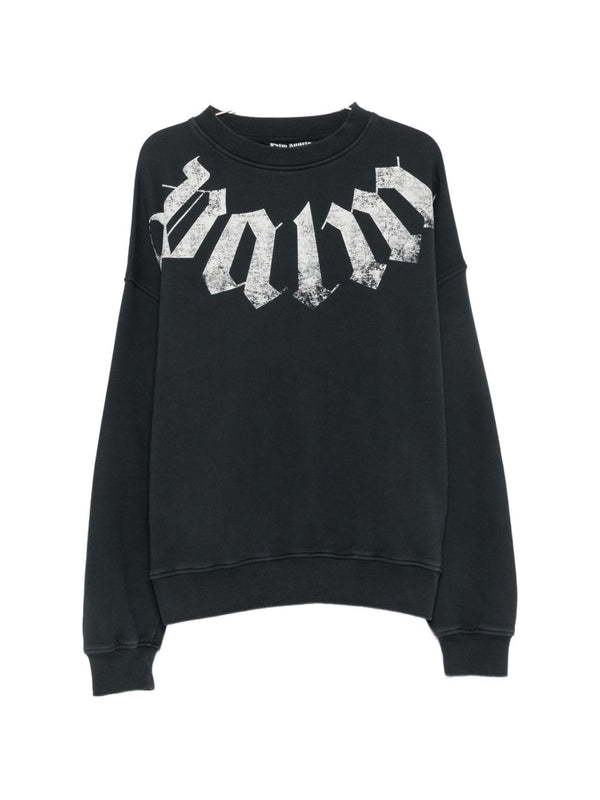 Palm Angels Logo-Printed Cotton Sweatshirt — Black