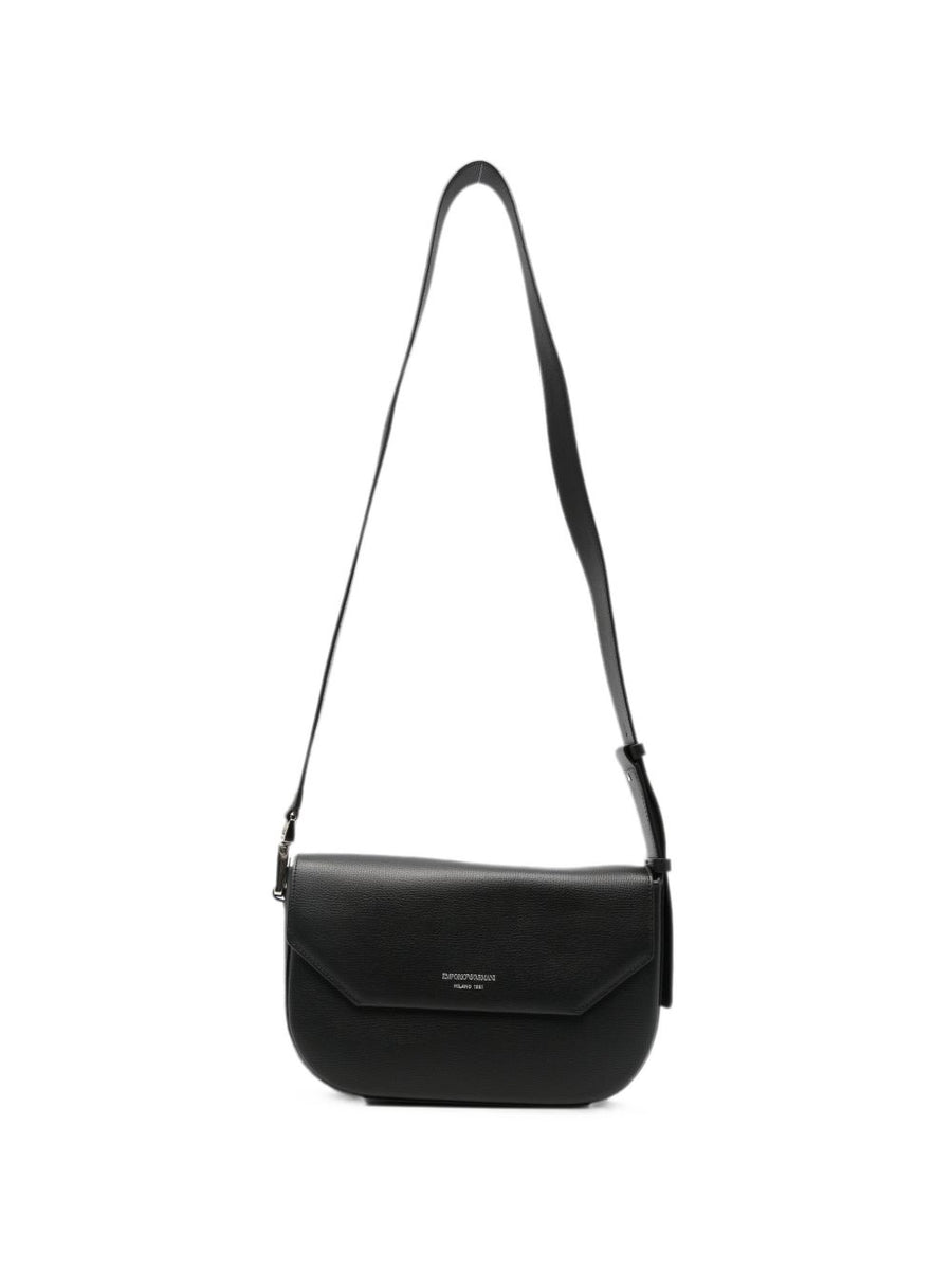 Emporio Armani Grained Leather Shoulder Bag — Black