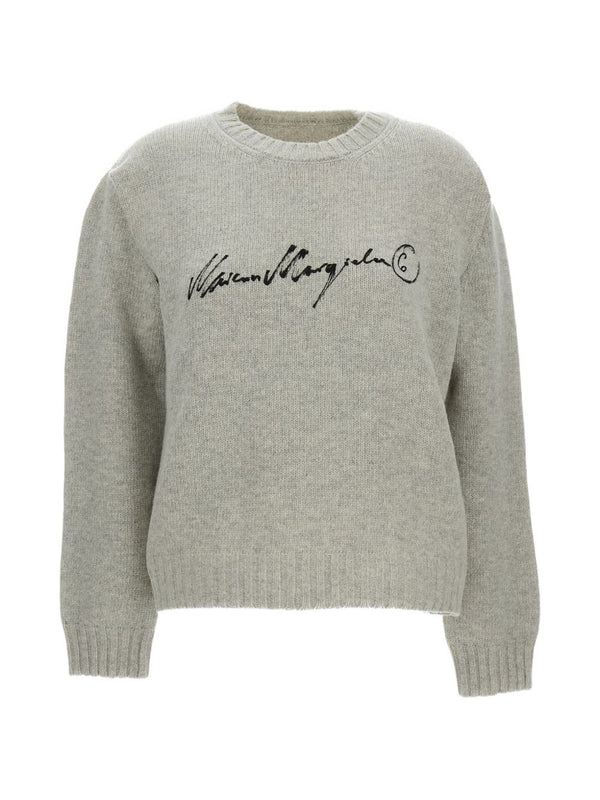 MM6 Maison Margiela مطلوبة يدوياً شعار كنزة — رمادي