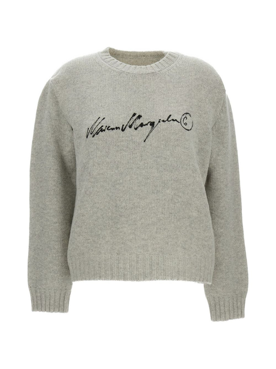 MM6 Maison Margiela Hand-Painted Logo Sweater — Grey