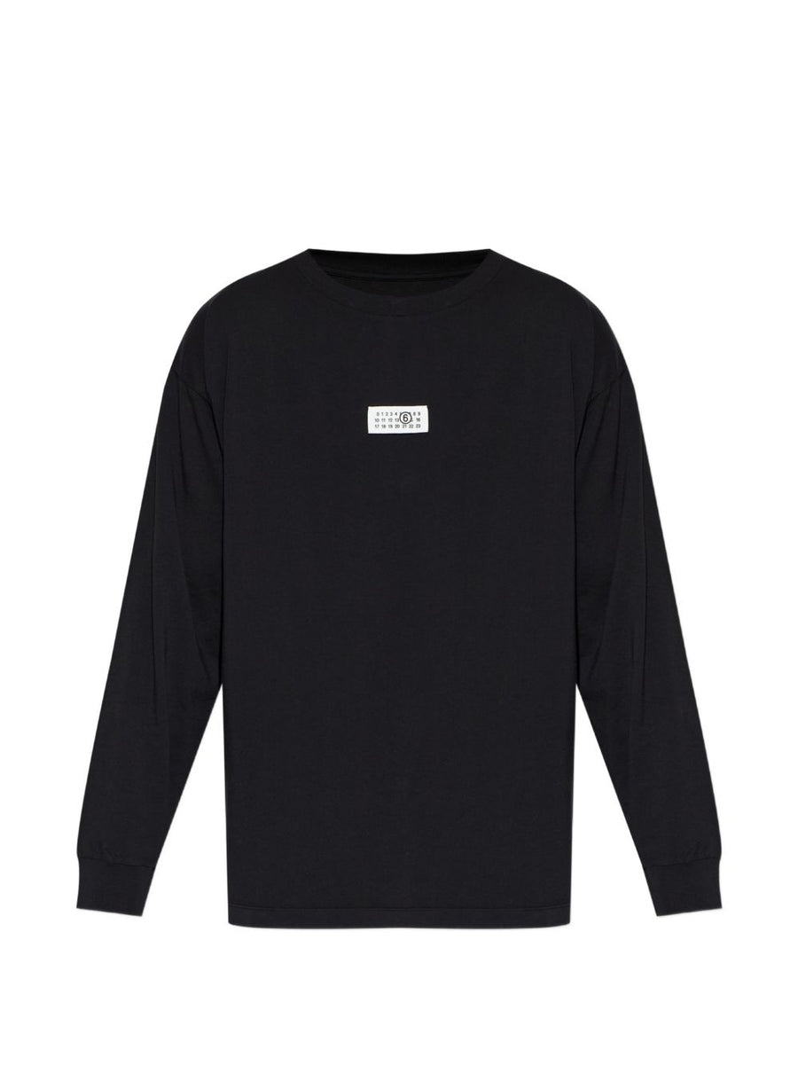 MM6 Maison Margiela Logo-Patch Cotton Long-Sleeve T-Shirt — Black