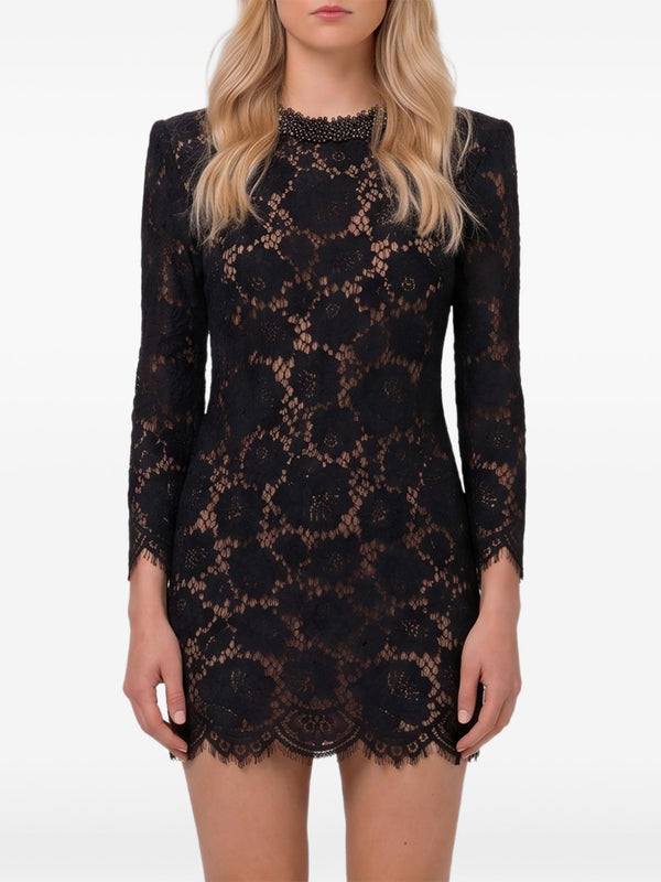 Self-Portrait Guipure Lace Dress — Black