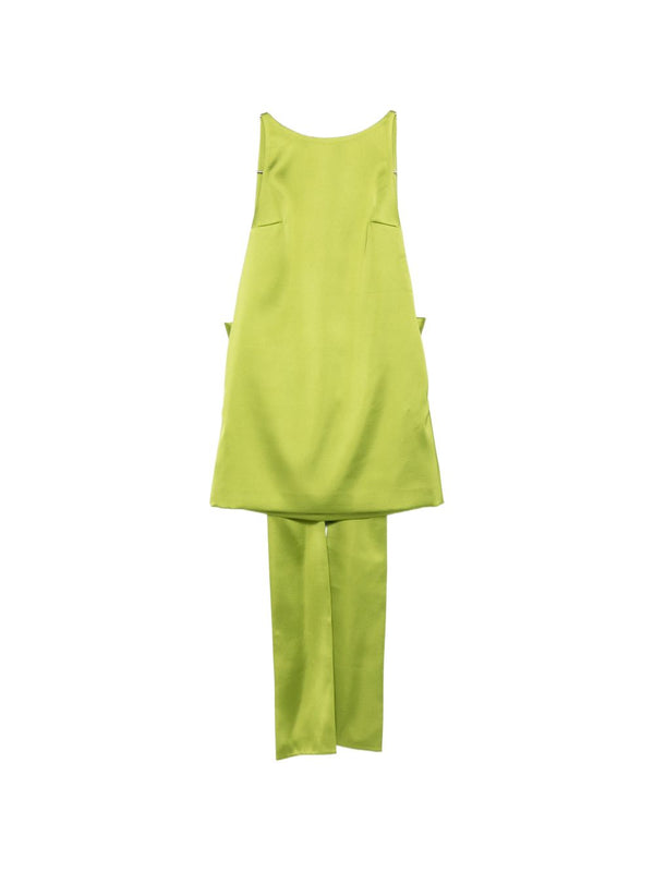 Self-Portrait Sleeveless A-Line Dress — Lime Green