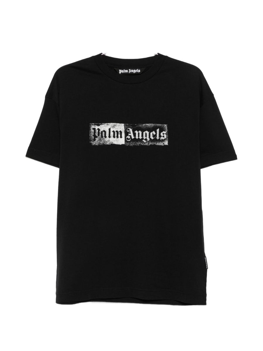 Palm Angels Logo-Print Cotton T-Shirt — Black