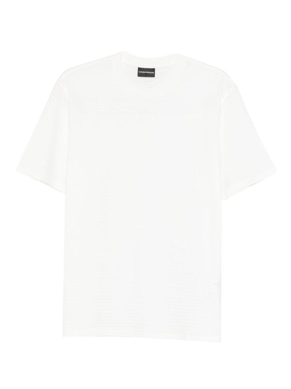 Emporio Armani Logo Jacquard Cotton T-Shirt — White