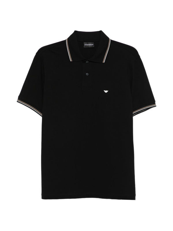 Emporio Armani Logo Cotton Polo — Black