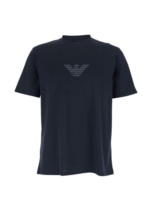 Emporio Armani Logo-Embroidered Cotton T-shirt — Navy