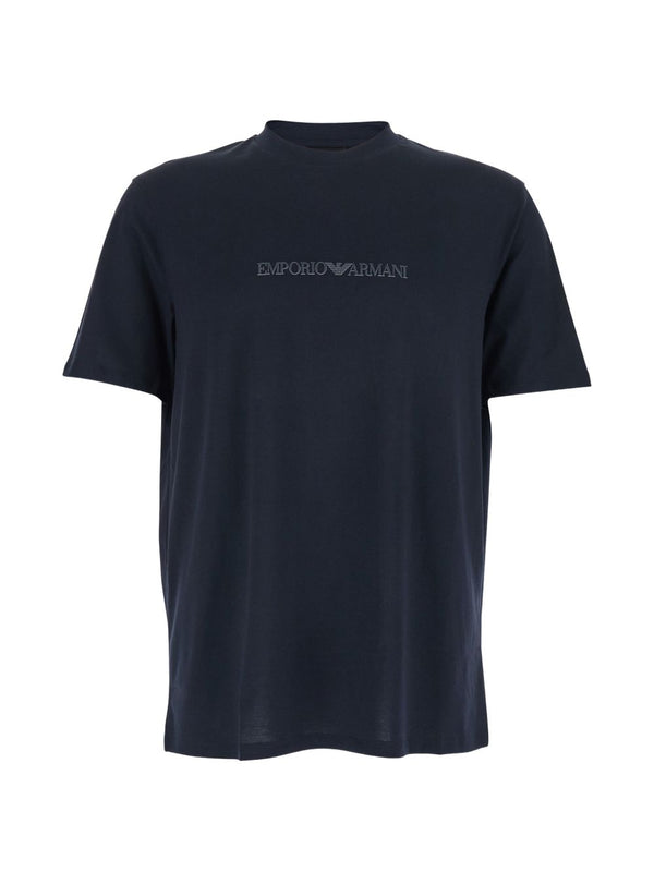 Emporio Armani Logo-Embroidered Cotton T-Shirt — Navy