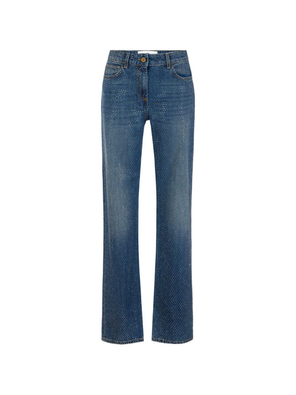Elisabetta Franchi Rhinestone-Embellished Jeans — Blue