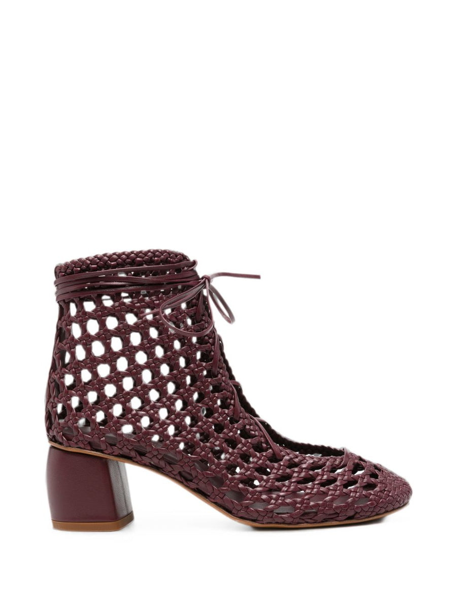 Forte Forte Woven Leather Ankle Boot — Burgundy