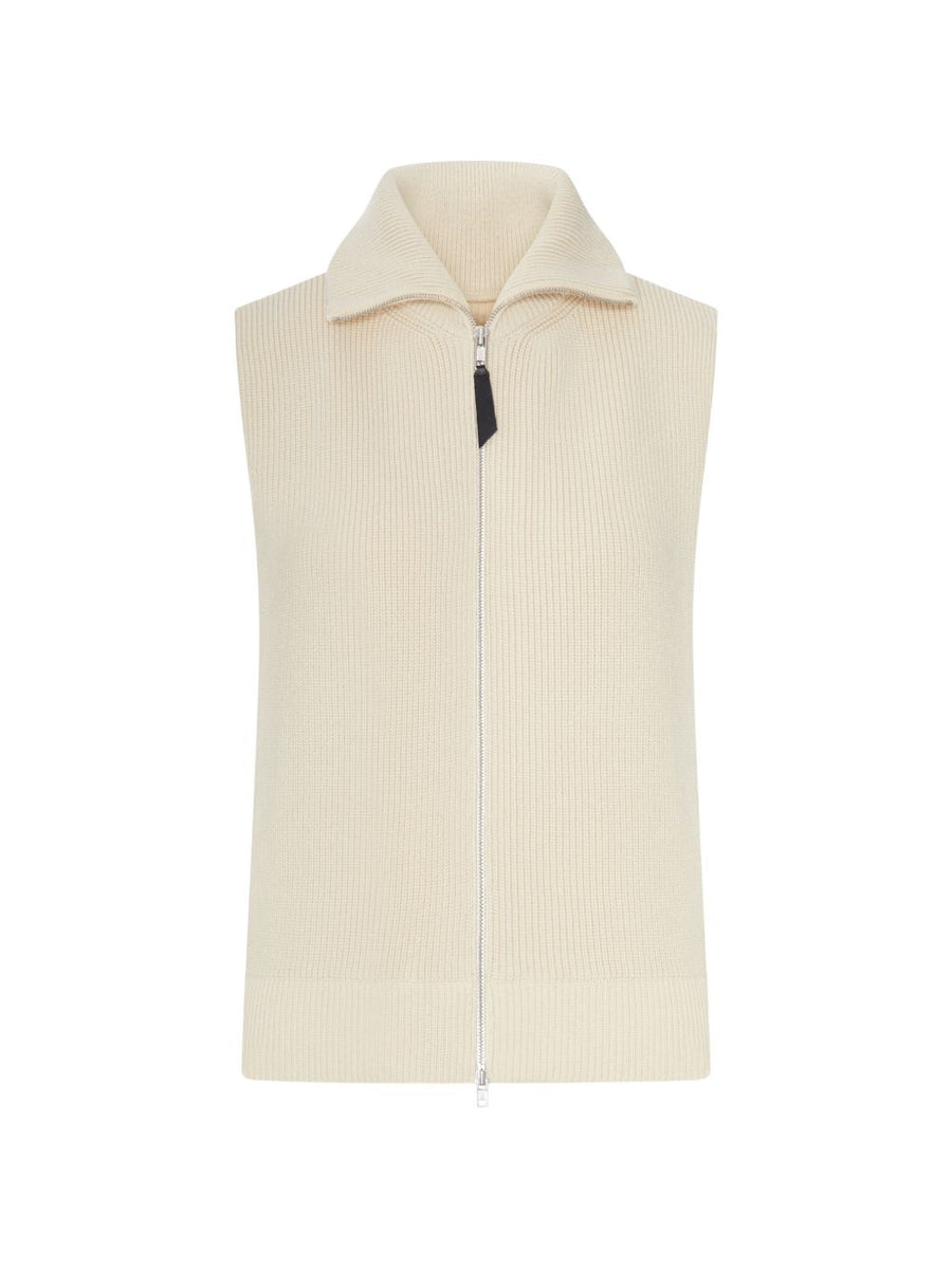 Maison Margiela Ribbed Knit Wool Vest — Ecru