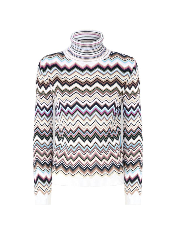 Missoni Zig-Zag Knit Turtleneck Sweater — Multicolor