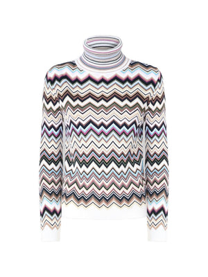 Missoni Zig-Zag Knit Turtleneck Sweater — Multicolor