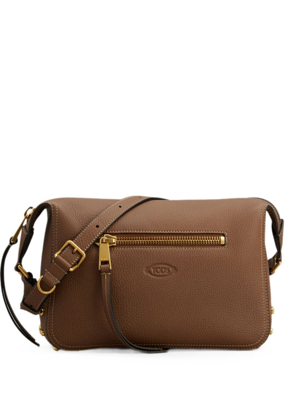 Tod'S Leather Crossbody Shoulder Bag — Brown