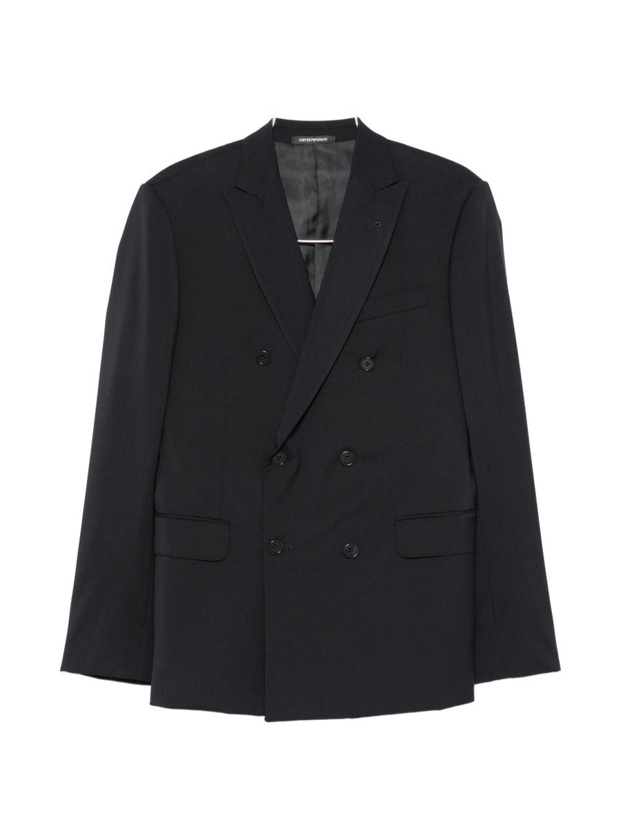Emporio Armani Virgin Wool Double-Breasted Suit — Black
